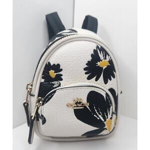 COACH Mini Court Backpack Keychain Bag Charm CZ605 Floral Print Leather